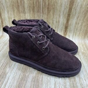 UGG Neumel Chukka Boots Men's Size‎ 9 Dark Brown Suede Fur Lined Shoes 3236